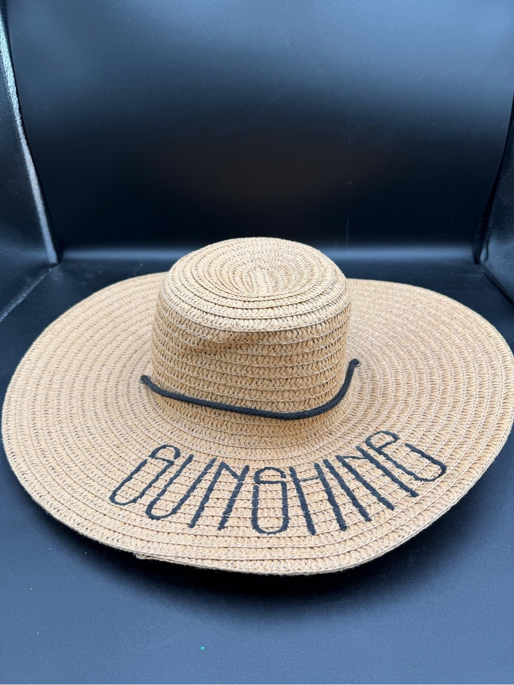 Women’s Wide-Brim Straw Sun Hat Featuring Embroidered "SUNSHINE"